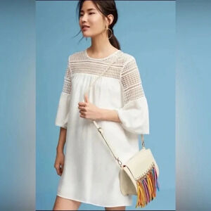 Corey Lynn Calter Petite White Babydoll Lace Shift Dress XSP EUC